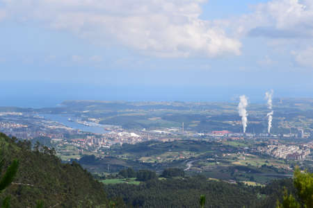 view of the city of AvilÃ©s, Asturias, Spainの写真素材