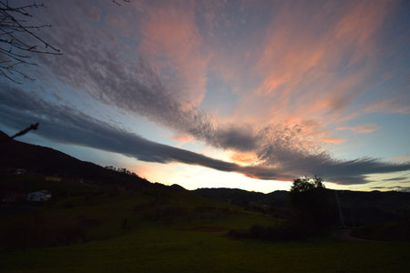 clouds in an anocher of a sunny autumn dayの写真素材