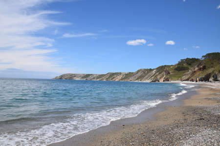 view of Vallina beach in Cudillero, Asturias, Spainの写真素材