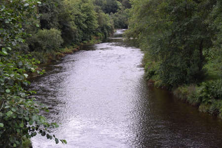 view of Eo river in Santirso of Abres, Asturias, Spainの写真素材