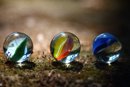 three marbles outdoorの写真素材
