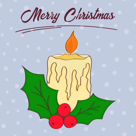 Hand drawn Christmas card. Merry Christmas and New Year typography. Cute holidays greeting card, invitation, poster and templates. Vector illustration.のイラスト素材