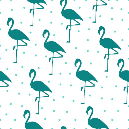 Tropical flamingo pattern. Seamless flamingo pattern. Polka dots. Vector illustrationのイラスト素材