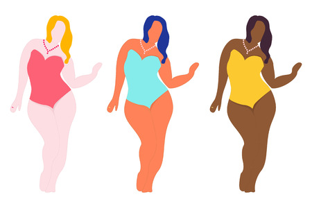 Set of girls characters in flat style.のイラスト素材