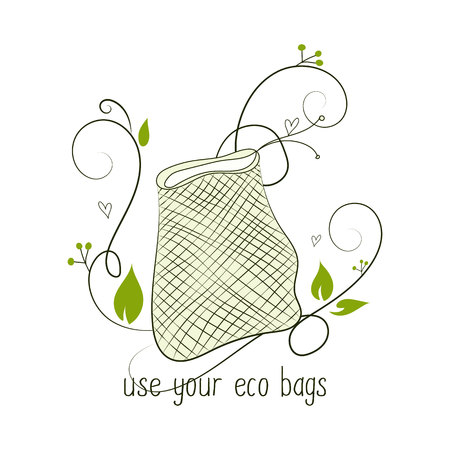 Zero Waste Concept Hand drawn elements of zero waste life. Vector illustration.のイラスト素材