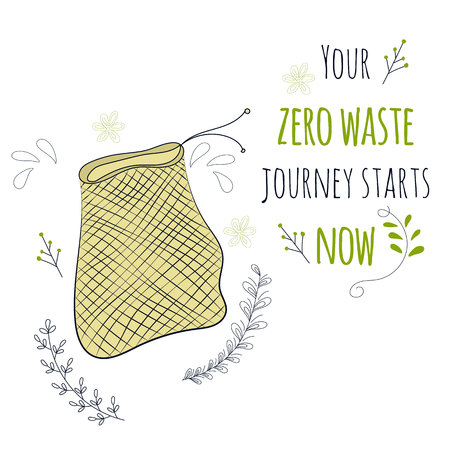Zero Waste Concept Hand drawn elements of zero waste life Zero waste concept card. Good for posters, banners, web design, cards. Vector illustration.のイラスト素材