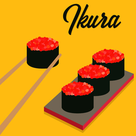 Sushi icons set. Asian food. Maki set. Flat style food. Vector illustrationのイラスト素材