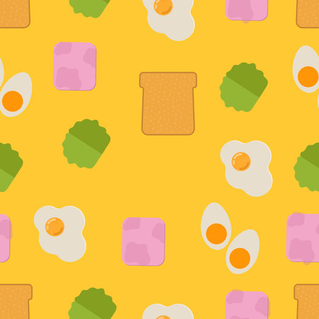 Seamless food pattern. Flat food seamless pattern. Flat food. Vector illustration.のイラスト素材