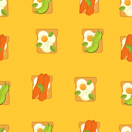 Seamless food pattern. Flat food seamless pattern. Flat food. Vector illustration.のイラスト素材