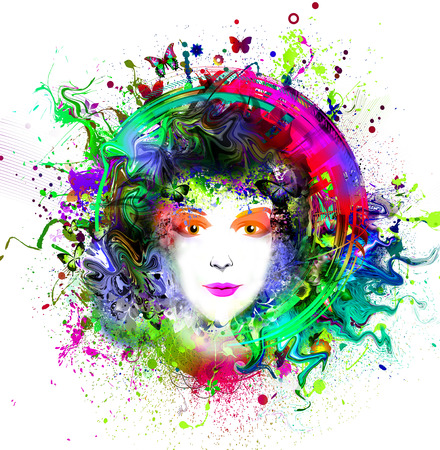 Abstract and mystic woman faceの写真素材