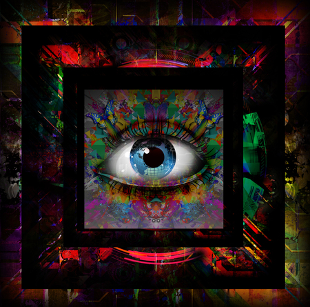 Magic eye in frames on abstract backgroundの写真素材