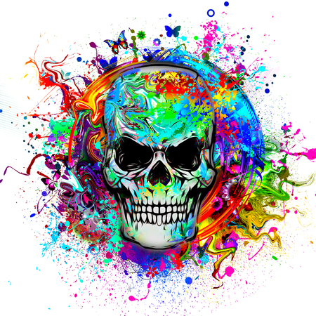 Skull with glasses, artの写真素材