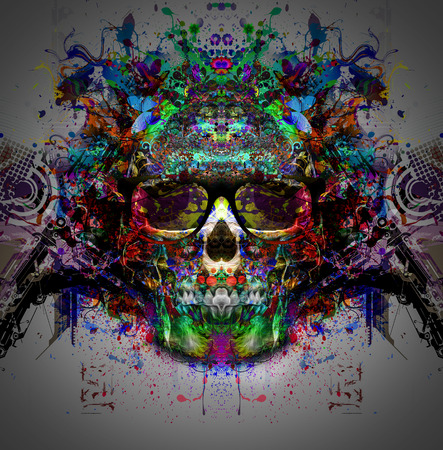 Skull with glasses, artの写真素材