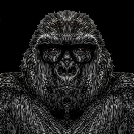 Cool wild gorilla face illustrationの写真素材