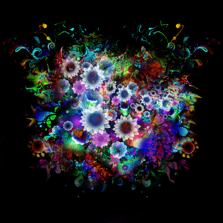 Abstract floral background with butterfliesの写真素材