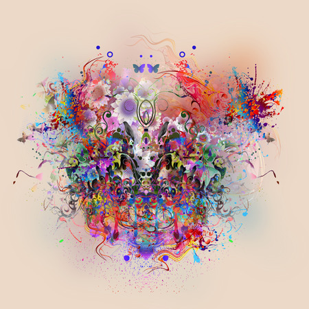 Abstract colorful background with butterfliesの写真素材