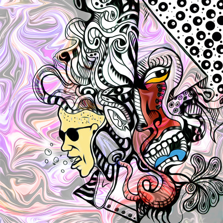 Art design - abstract animal and human headsの写真素材