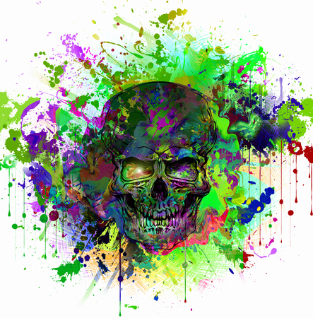 Skull illustration on white backgroundの写真素材