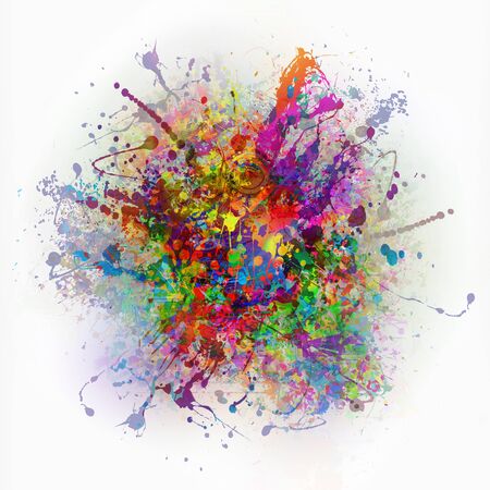 abstract illustration with colorful paint splashesの写真素材