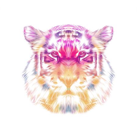 Abstract creative illustration with colorful tiger