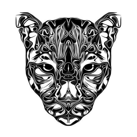 grunge background with graffiti and painted lionの写真素材