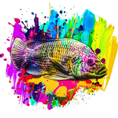 abstract colorful background with splashes fishの写真素材