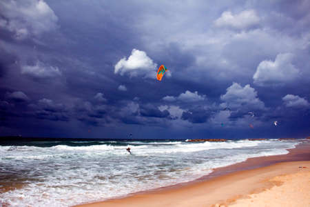 kite surfing on the seaの写真素材