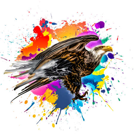 eagle's illustration on background with colorful creative elementsの写真素材