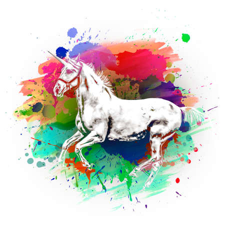 Unicorn and rainbowの写真素材