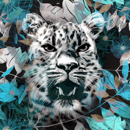 tiger head with pattern color artの写真素材