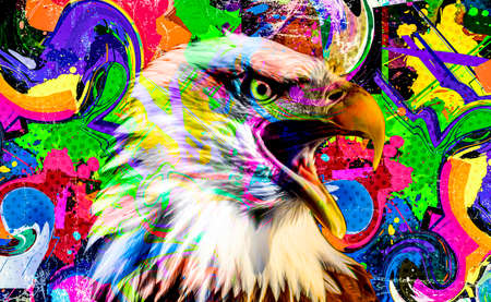 colorful artistic eagle isolated on white background