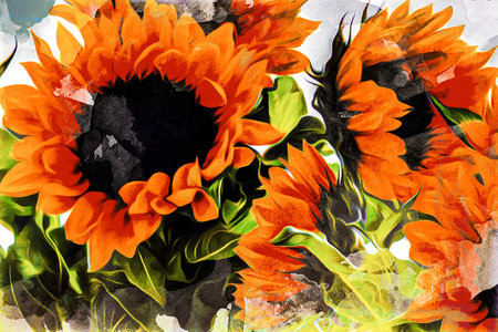 bouquet of orange flowers color artの写真素材