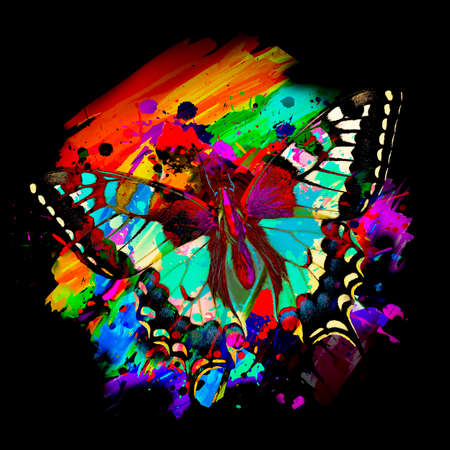 butterfly on a flower color artの写真素材