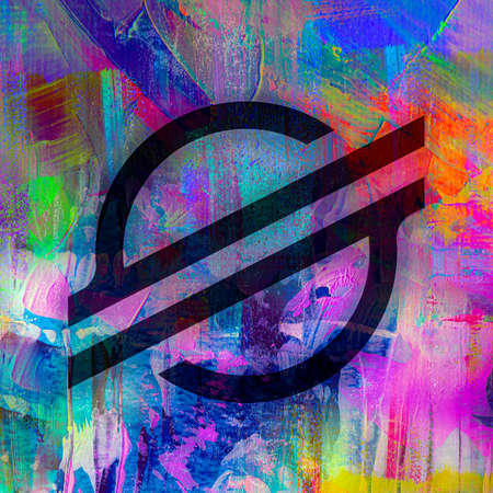 stelar cryptocurrency coin on colorful background, cryptocurrency concept