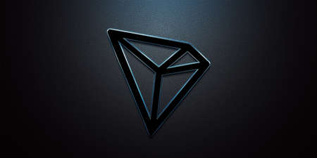 tron cryptocurrency coin on colorful background, cryptocurrency concept