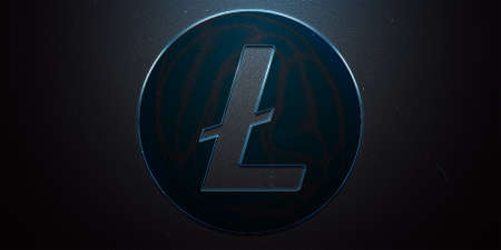 litecoin cryptocurrency coin on colorful background, cryptocurrency conceptの写真素材