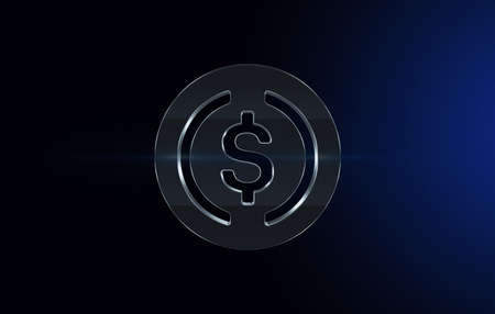 usd cryptocurrency coin on colorful background, cryptocurrency conceptの写真素材
