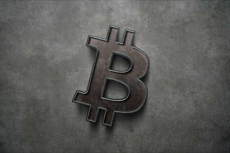 bitcoin cryptocurrency coin on colorful background, cryptocurrency conceptの写真素材