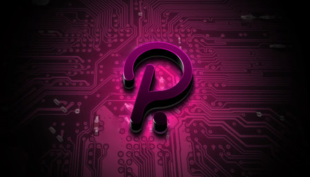 polcadot cryptocurrency coin on colorful background, cryptocurrency concept