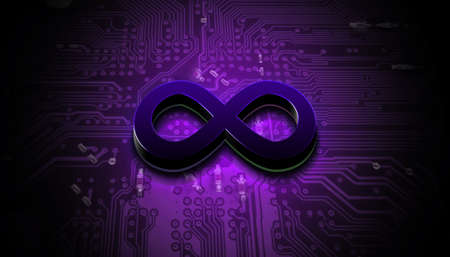 internet-computer cryptocurrency coin on colorful background, cryptocurrency conceptの写真素材