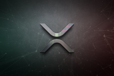 3D rendering xpr cryptocurrency coin on colorful background, cryptocurrency concept color artの写真素材