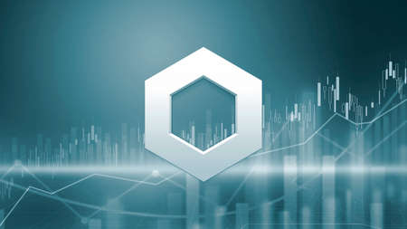 3D rendering chailink cryptocurrency coin on colorful background, cryptocurrency concept color artの写真素材