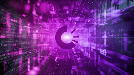 3D rendering origintrail cryptocurrency coin on colorful background, cryptocurrency concept color...
