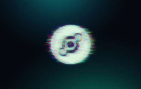 glitch effect helium cryptocurrency coin on colorful background, cryptocurrency concept color art