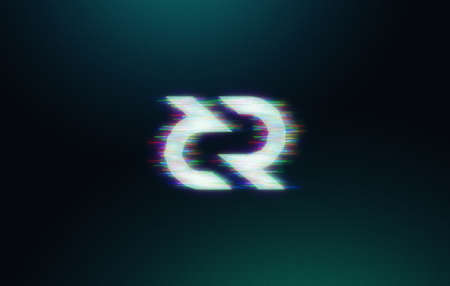 glitch effect decred cryptocurrency coin on colorful background, cryptocurrency concept color artの写真素材