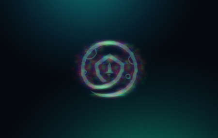 glitch effect safemoon cryptocurrency coin on colorful background, cryptocurrency concept color art