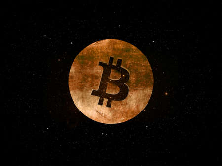 3D rendering bitcoin cryptocurrency coin on colorful background, cryptocurrency concept color art 3D illustrationの写真素材