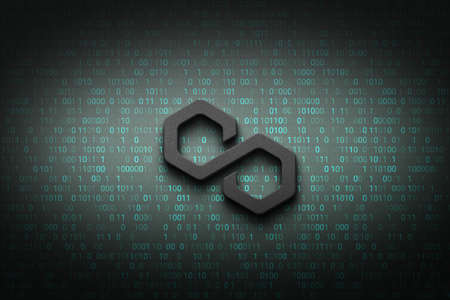 3D rendering polygon cryptocurrency coin on colorful background, cryptocurrency concept color art 3D illustrationの写真素材