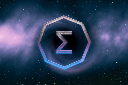 3D rendering cryptocurrency ergo coin on colorful background, cryptocurrency concept 3D illustrationの写真素材