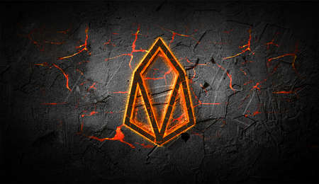 3D rendering cryptocurrency eos coin on colorful background, cryptocurrency concept 3D illustration